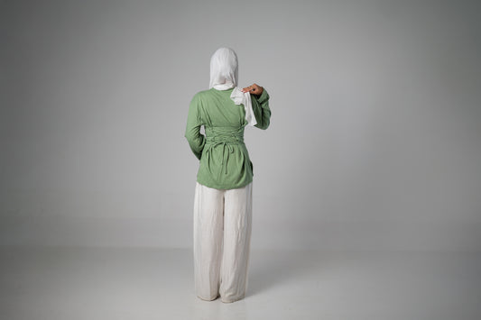 HER MODEST HEKAYA LONG SLEEVE SHIRT IN MINT GREEN