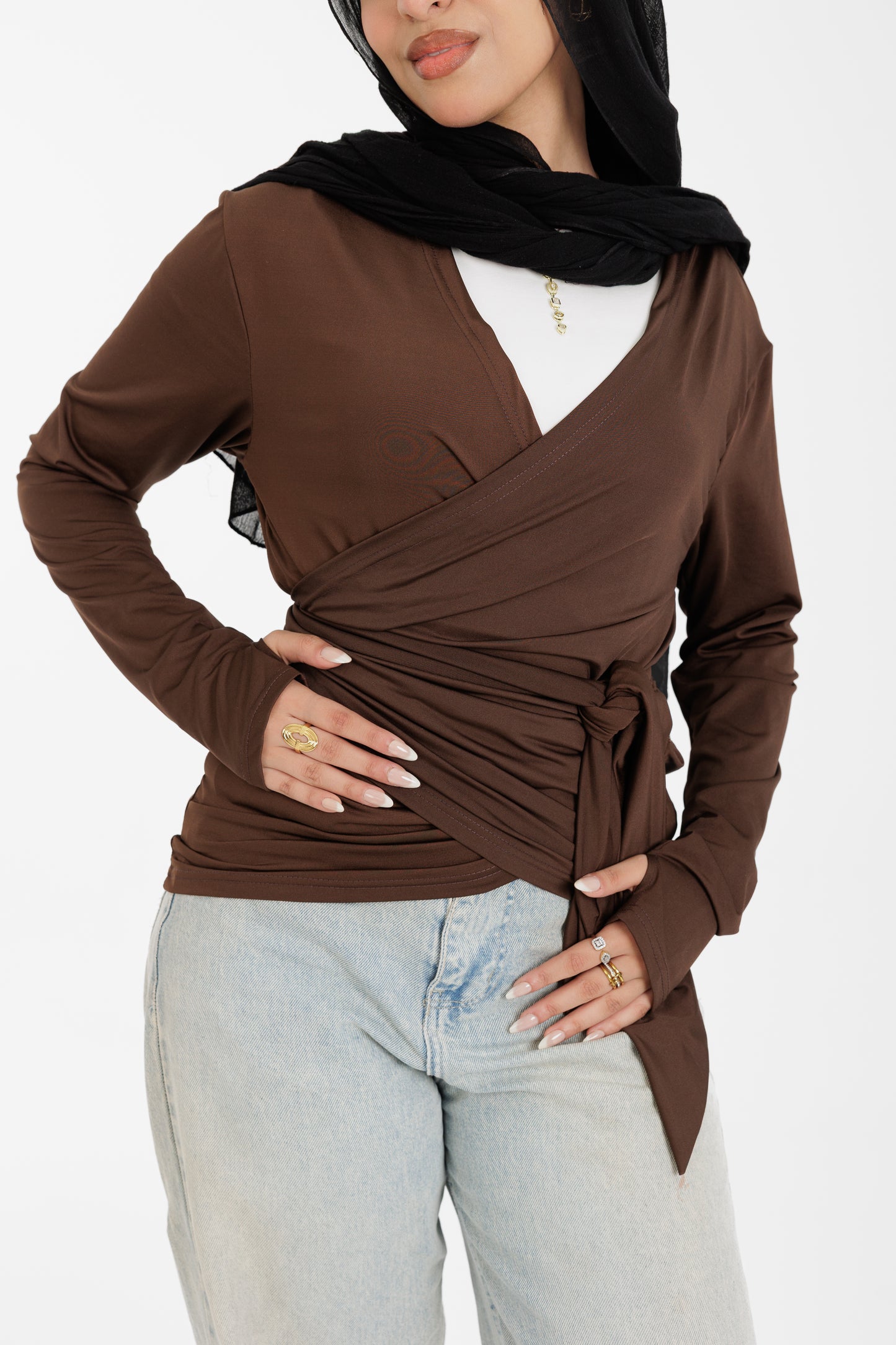 brown wrap full sleeve