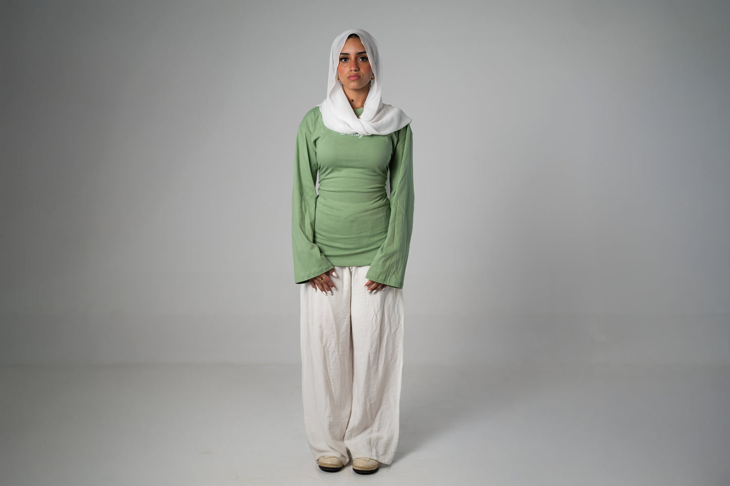 HER MODEST HEKAYA LONG SLEEVE SHIRT IN MINT GREEN