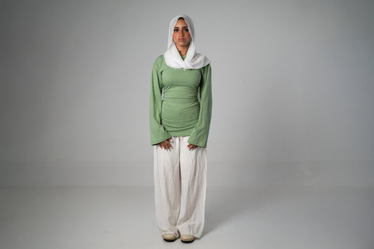 HER MODEST HEKAYA LONG SLEEVE SHIRT IN MINT GREEN