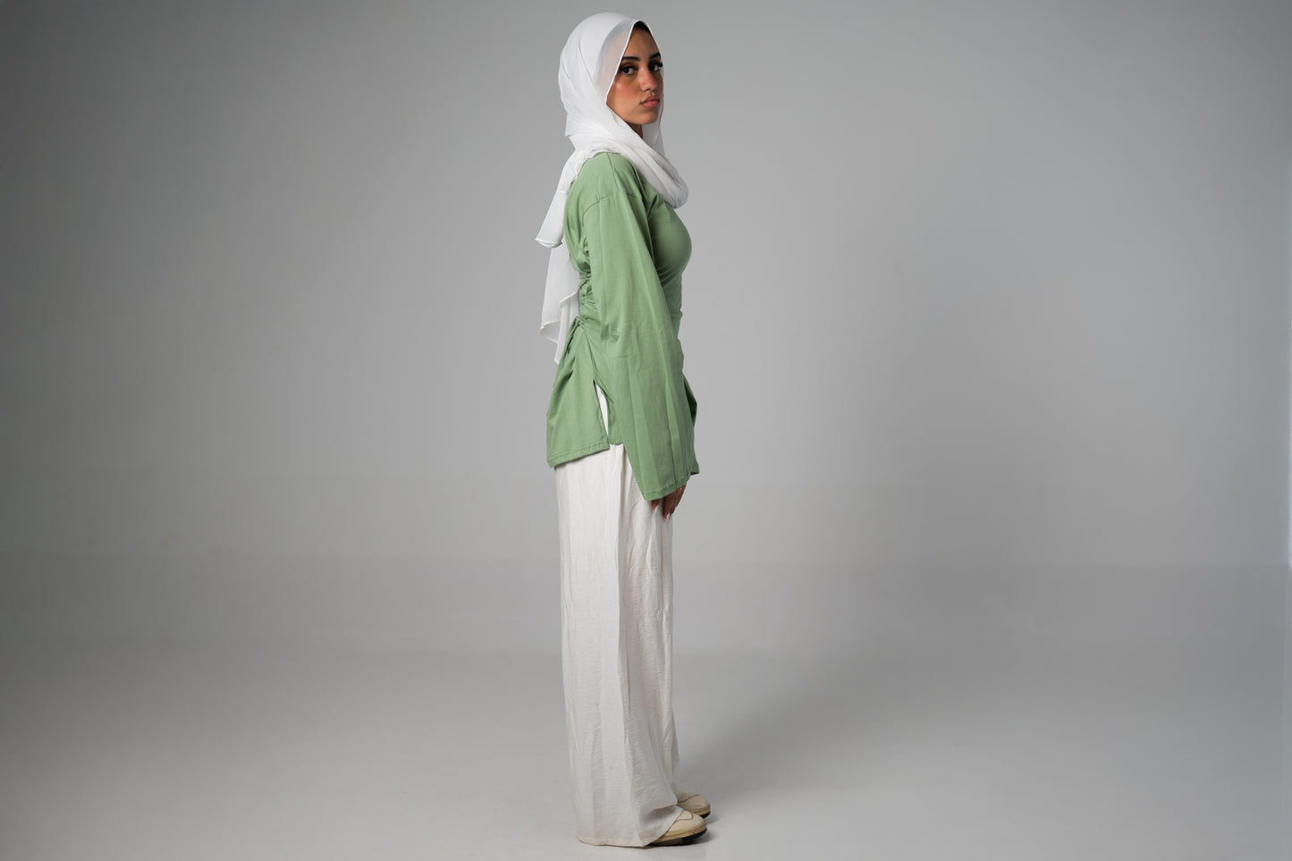 HER MODEST HEKAYA LONG SLEEVE SHIRT IN MINT GREEN